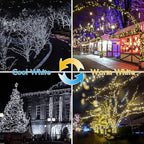 Warm White ⇋ Cool White 66Ft 200LED Fairy Lights Plug in with Remote, Waterproof String Lights Outdoor & Indoor 8 Modes with Timer, LED Twinkle Lights for Girl's Room Halloween Christmas Decorations