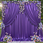 10x10 ft Glitter Purple Backdrop Curtain for Parties, Wrinkle Free Thick Purple Sequin Backdrop, 2 Panels 5×10FT Shimmer Photo Backdrop Drapes for Themed Party Wedding Photographs Background