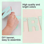 BEISHIDA 116 PCS Glitter Light Green DIY Letter Banner Kit Make Your Own Banner，Including 111 Letters and Numbers 3 Rope and 7 Threading Device,Customized for Birthday Graduation Wedding Party Decor