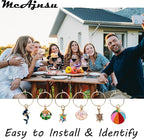 24Pcs Wine Glass Charms & Markers - Reusable Identifier Tags for Stem Glasses - Funny Non-Scratch Charms for Summer Beach, Christmas & Wine Party