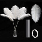 Holmgren White Ostrich Feathers Bulk - 20pcs Making Kit 22 Inch Large Ostrich Feathers for Vase, Floral Arrangement, Wedding Party Centerpieces and Christmas Home Decorations (White)
