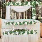 U'Artlines 3 Pack Artificial White Rose Vines Floral Garlands Total 19.5 Ft Fake Vine Silk Flower Garland for Indoor Outdoor Home Wedding Arch Garden Wall Decoration