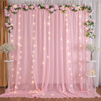 10ft x 10ft Peach Pink Backdrop Curtains, Wrinkle-Free Sheer Chiffon Fabric Photo Backdrop Drapes for Wedding Arch Party Ceremony Stage Photography Decorations