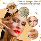 6Pcs Decorative Gold Leaf, Multifunction Gold Leaf Cake Decoration Baking Foil Decor for Cooking Dessert Steak Decoration Crafts Makeup Leaves with Plastic Tweezers