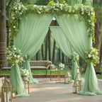 20x10 Green Tulle Backdrop Curtains for Parties, Sheer Backdrop Curtain Wedding Photo Background Drapes for Baby Shower Photography Birthday Party
