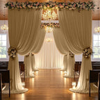 8 Panels Beige Backdrop Curtains for Party Background, Wrinkle Free Beige Photo Curtains Backdrop Drapes Back Drop Cloth for Wedding Birthday Photography Baby Shower Decor, 40ftx10ft