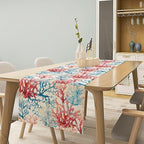 Blue Beach Table Runner, Tropical Ocean Coast Table Runner, Seashell Seasonal Nautical Restaurant Coffee Table Decorations for Home Holiday Party Indoor Outdoor 13x60 Inch