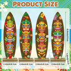 4 Pcs Surfboard Decorations for Party Welcome to Paradise Sign Tropical Bar Table Centerpieces Surfboard Beach Signs for Home Summer Theme Wood Tropical Birthday Party Decor(Tiki Style)