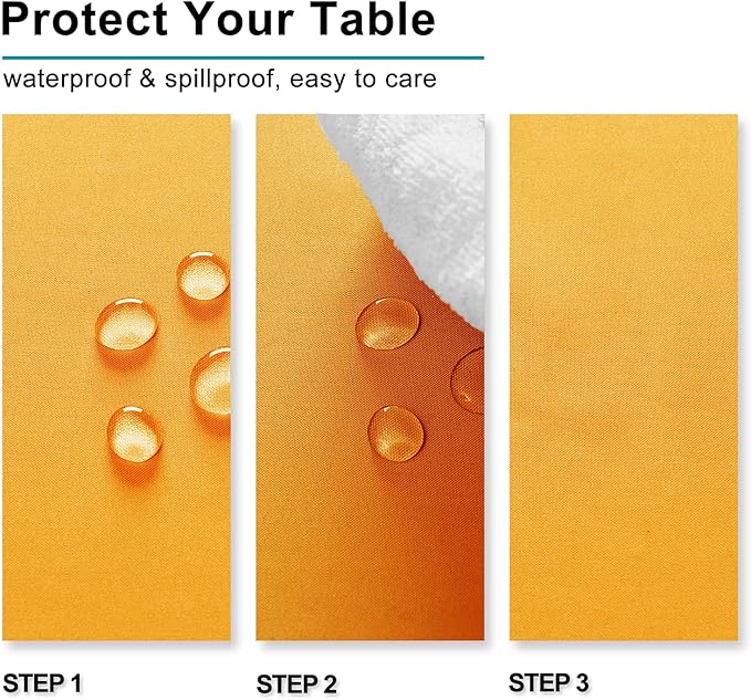 Hiasan Solid Square Tablecloth - Waterproof and Spillproof Washable Table Cloth for Dining Tables, Orange Yellow, 54 x 54 Inch
