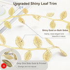 Naidiler Gold Leaf Ribbon, 20 Yards Artificial Gold Leaf Trim for DIY Crafts, Wrapping, Wedding Cake Baby Shower Party Wreath Garland Hair & Clothes Home Décor