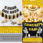 Gold Birthday Decorations Tinsel Garland Parade Float Decorations for Trailer 4Pack 12FT Christmas Party Decor Ceiling Fringe Banner Backdrop for Streamers Party Decorations