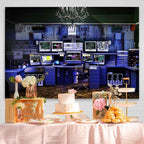 Computer Office Backdrop Retro Computer Photo Backdrop Blue Computers Hacker Room Background for Photography Party Room Decorations Photo Booth Props Supplies 7x5 YUNBDJ557