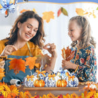 Fall Pumpkin Metal Sign Chinoiserie Pumpkin Table Decor Thanksgiving Tiered Tray Decor with Wooden Base Freestanding Metal Word Sign for Home Tabletop Centerpiece Mantel Shelf Fireplace