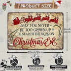 Christmas Signs Vintage Metal Tin, May You Never to Too Grown Up to Search The Skies Christmas Eve 8x12 Inch Rustic Wall Art for Festive Home Decor and Holiday Gifts