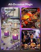 Homemory Purple Tea Lights Candles Battery Operated, 200+Hour Flameless Flickering Fake Electric LED Colored Tealights Candles for Party, Wedding, Halloween, Mardi Gras, Holiday Decor, 12-Pack
