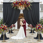 50×14ft Wrinkle Free Black Backdrop Curtain for Parties Wedding,10 Panels 5×14ft Height Soft Silky Polyester Photo Backdrop Drapes for Birthday Graduation Photography Stage Event Background Cloth