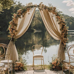 Wokceer Wedding Arch Draping Fabric Nude 28.7" x 20FT Sheer Drapes Backdrop for Ceremony, Birthday Party, Bridal Shower Decoration