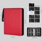 4 Pocket Card Binder, Premium Zip Trading Card Binder, 400 Double Sided Pocket PU Card Collection Binder, Collector Card Album, Card Folder for MTG, TCG, Sports Cards, Game Cards (Red)