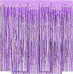 5 Pack Purple Foil Curtain Backdrop 3.2ft x 8.2ft Tinsel Foil Fringe Curtains Macaron Photo Booth Streamer Backdrop for Party Decorations Birthday Baby Shower Bachelorette Holiday (Light Purple)