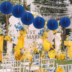 BARTHEW Blue Birthday Decorations,DIY Blue Paper Fans Hanging Decoration ,Party Decorations for Adults 16in, Royal Blue Birthday Decorations,Baby Shower Decorations 30 Color DIY Set (Navy Blue)