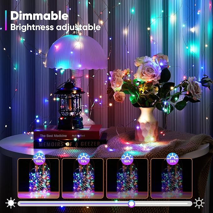 1 Pack 65.6 Ft. Battery Operated Outdoor String Lights with Remote & Timer, LED Multi Color Fairy Lights, Waterproof Twinkle Lights for Bedroom, Dorm, Mason Jar, Wedding, Party, Christmas