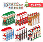 Tikitup 24PCS Christmas Treat Bags,24PcS Christmas Stickers,Xmas Cookies Wrapping Gift for Classrooms Holiday Party Supplies