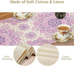 Purple Pink Mandala Table Runner, Traditional Indian Boho Mandala Flowers Print Table Runne for Kitchen Dining Table Office Wedding Party Holiday Home Decor, 13x60inch