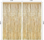 2Pack Champagne Gold Backdrop Birthday Decorations Foil Curtain Backdrop Gold Streamers Dance Party Decors Photo Booth Props for Bachelorette Decors Christmas Halloween New Years Eve Party Supplies