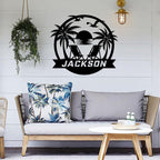 Personalized Beach Decor for Home, Custom Metal Sign Outdoor Nautical Decor, Palm Trees Coastal Wall Art, Family Last Name Sign, Housewarming Christmas Wedding Gifts