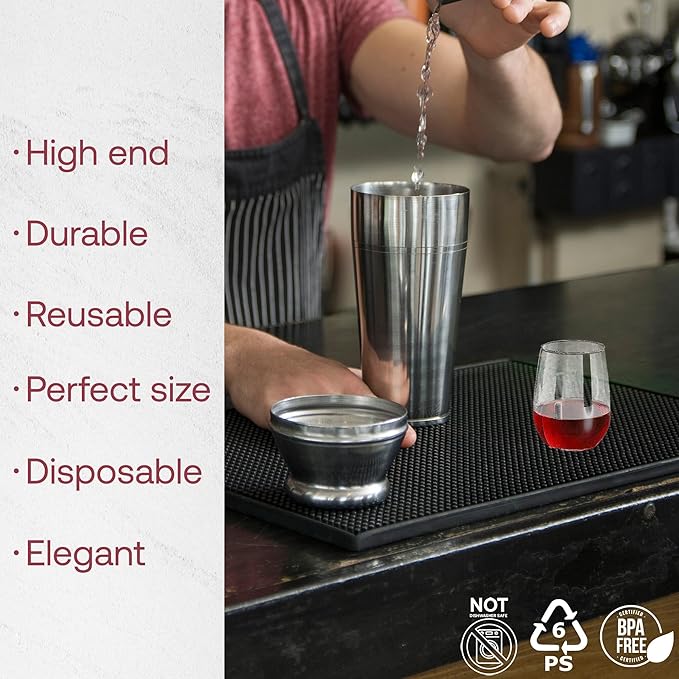 Smarty Had A Party 16 oz Clear Stemless Plastic Wine Glasses, Unbreakable Disposable Drinkware for Weddings, Parties, and Events, Bulk Set (64 Count)