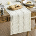 Artoid Mode Beige Farmhouse Woven Rustic Hollow Table Runner, Seasonal Holiday Hollow Kitchen Dining Table Decoration for Home Party Decor 12x48 Inch