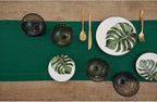 Solino Home Linen Rainforest Green Hemstitch Table Runner 48 Inches - 100% Pure Linen Small Table Runner 14 x 48 Inch Ideal for Dresser and Coffee Tables - Classic Hemstitch - Christmas, Thanksgiving