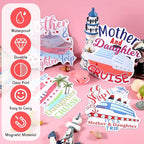 Hoteam 4 Pcs Mother Daughter Cruise Door Decorations Magnetic Large Cruise Ship Door Magnets Funny Waterproof Nautical Magnets for Carnival Cabin Stateroom Fridge Car