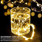 100 Pack Fairy Lights 7Ft 20 LED Twinkle String Lights 3 Modes Battery Operated Waterproof Firefly Starry for Mason Jar Party Wedding Christmas Valentines Day Table Centerpieces,Warm White