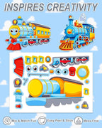 Aowplc Train Stickers for Kids – 32 Sheets Make-a-Train Mix & Match Kit – Fun Party Favors & Activities