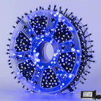 YEGUO 165ft 500 LED Blue Christmas Lights Outdoor Waterproof, Green Wire String Lights Indoor, 8 Modes Twinkle Tree Lights Plug in with Memory Timer for Holiday Festival Xmas