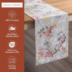 Maison d' Hermine Table Runner 100% Cotton Single Layer Table Runners 72 inches Long for Thanksgiving Christmas Decorations Home Kitchen Dining Party Wedding (Equinoxe - Grey, 14.5" x 72")