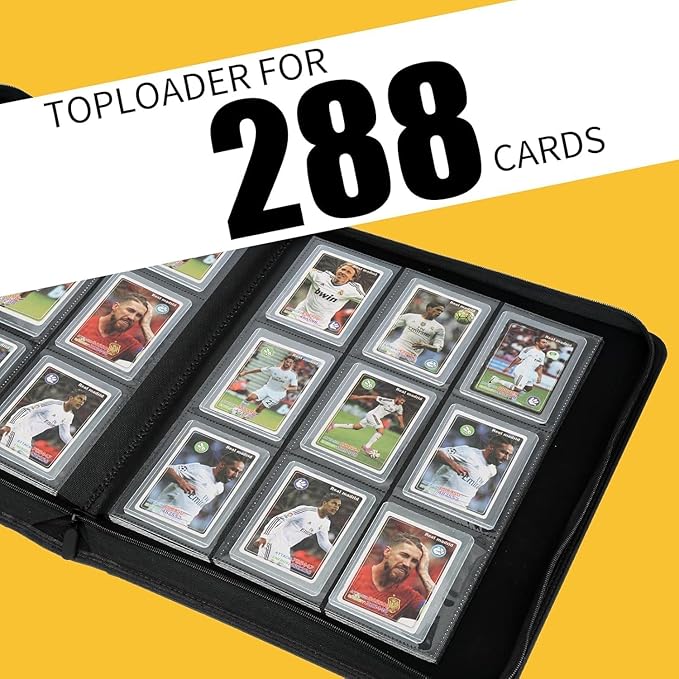 Toploader Binder with 9-Pocket Pages, Holds 288 "3×4" Rigid Toploader Hard Cases, Card Holder for Collectible Cards or Sports Cards, Durable Sleeves for Storage & Display (Dark Green)