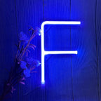 ENUOLI LED Blue Neon Letter Signs Night Light Battery or USB Operated LED Marquee Letters Neon Art Decorative Lights Wall Decor for Children Baby Room Christmas Wedding Party Decoration(F)