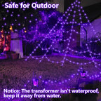 YEGUO 165ft 500 LED Halloween Lights Outdoor Waterproof, Purple String Lights Indoor Plug in, 8 Modes Clear Wire Purple Lights for Halloween Holiday Home Tree Garden Patio Decor