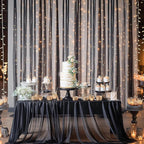 20x10 Black Tulle Backdrop Curtains for Parties, Sheer Backdrop Curtain Wedding Photo Background Drapes for Baby Shower Photography Birthday Party