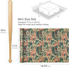 RUSPEPA Kraft Christmas Wrapping Paper Roll, Mini Roll, Watercolor Winter Botanical Design with Pinecones, Holly and Poinsettia, Kraft Gift Wrap for Xmas Holiday, Winter Party, 17 Inches x 16.4 Feet