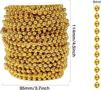 [98 Feet] Gold Pearl Beads Garland, 6MM 33 Yards Gold Faux Pearl Beads String Roll Bulk for DIY Craft Christmas Tree Wedding Party Decoration
