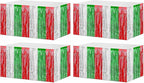4 Pack 29x108 Inch Metallic Foil Fringe Tinsel Table Skirts for Rectangle Tables Streamer Backdrop for Wedding, Birthday, Parade Floats, Christmas, Halloween Party Decoration(Red Silver Green)