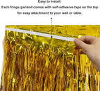10 Feet Long Roll Foil Fringe Garland - Pack of 3 | Shiny Metallic Tassle Banner | Ideal for Parade Floats, Bridal Shower, Wedding, Birthday | Wall Hanging Fringe Garland Banner (Gold)