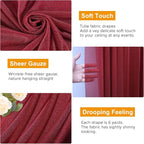Wedding Arch Draping Fabric 2 Panels 28.7" x 20FT Burgundy Sheer Chiffon Backdrop Drapes for Wedding Ceremony Birthday Party Bridal Shower Outdoor Decoration