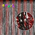 4 Pack Sparkle Red and Black Fringe Curtain - 3.3x6.6 Feet Tinsel Streamer for Birthday Decorations | Halloween Decorations | Casino Theme Party Decorations | Red Carpet