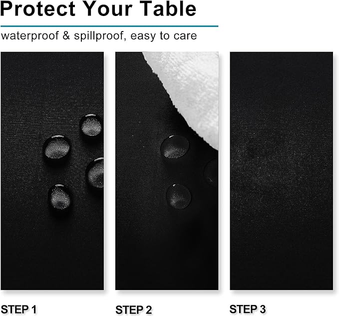 Hiasan Black Tablecloth for Rectangle Tables - Waterproof and Spillproof Washable Fabric Table Cloth for Dining Room Kitchen Party, 60 x 102 Inch