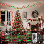 43FT 100LED Connectable Christmas String Lights Indoor Outdoor - Red and Green Fairy Lights Plug in with Remote & 8 Modes, Globe Twinkle Light for Christmas Decorations Bedroom Room Tree Party