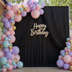 50×14ft Wrinkle Free Black Backdrop Curtain for Parties Wedding,10 Panels 5×14ft Height Soft Silky Polyester Photo Backdrop Drapes for Birthday Graduation Photography Stage Event Background Cloth